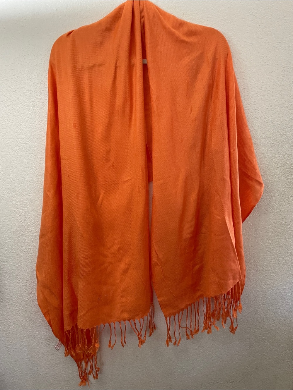 pashmina Bright pumpkin Orange Fringed Shawl Wrap 100% pashmina Fall